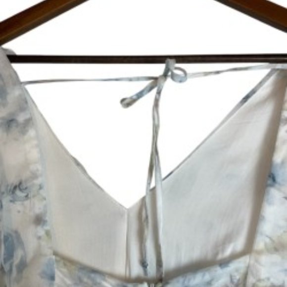 MI AMI FOR FRANCESCA'S PASTEL BLUE/WHITE FLORAL RUFFLE MINI DRESS SIZE L - Picture 9 of 11